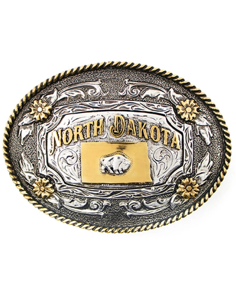 Cody James Men's Oval Two-tone North Dakota Belt Buckle