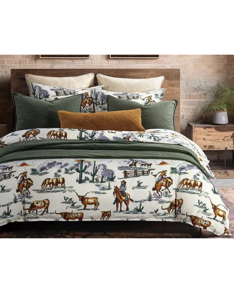 HiEnd Accents 3pc Ranch Life Reversible Duvet Cover Bedding Set - Super Queen