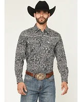 Cowboy Hardware Men's Paisley Print Long Sleeve Snap Stretch Western Shirt