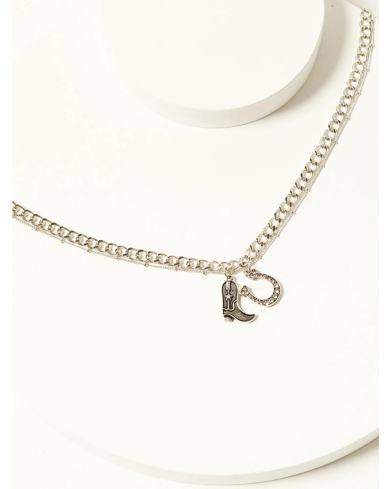 Shyanne Women's Boot and Horseshoe Charm Necklace