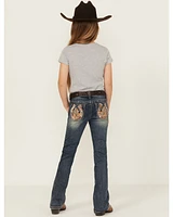 Grace LA Girls' Cowhide Horseshoe Bootcut Stretch Denim Jeans
