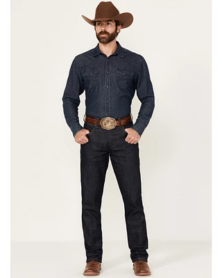 Wrangler Retro Men's Selvedge Dark Wash Slim Straight Stretch Denim Jeans
