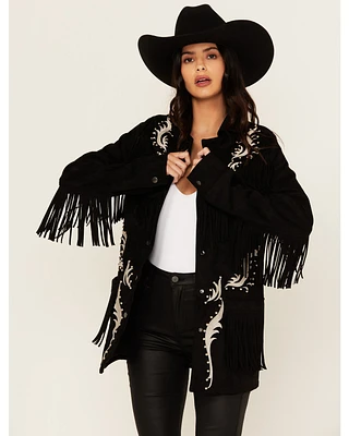 Rock & Roll Denim Women's Faux Suede Fringe Blazer
