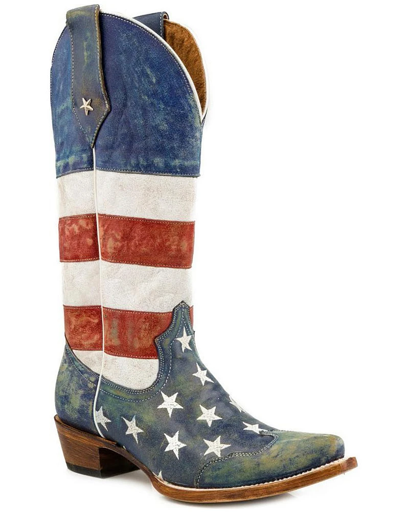 Roper Women's American Flag Distressed Cowgirl Boots - Snip Toe
