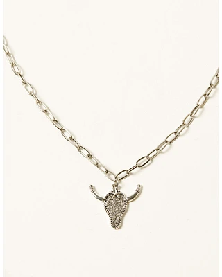 Shyanne Women's Rhinestone Steerhead Necklace