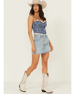 Levi's Women's Icon Light Wash Raw Hem Denim Mini Skirt