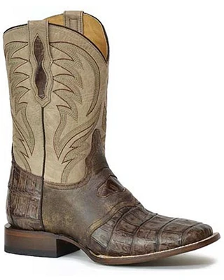 Roper Men's Vintage Brown Cody Caiman Western Boot - Broad Square Toe