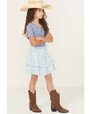 Trixxi Girls' Floral Print Ruffle Skirt