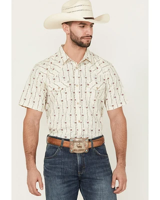 Gibson Trading Co Men's Flower Field Floral Stripe Short Sleeve Snap Stretch Western Shirt
