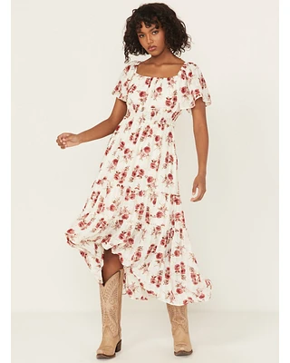 Wild Moss Women's Floral Print High-Low Dress