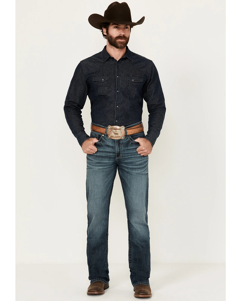 Rock 47 by Wrangler Men's Lander Dark Wash Slim Bootcut Stretch Denim Jeans