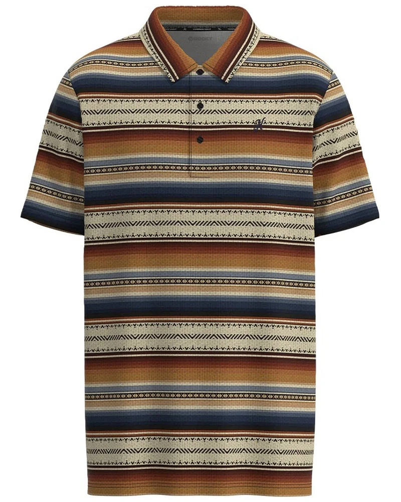 Hooey Boys' The Weekender Serape Striped Print Short Sleeve Button-Down Polo Shirt