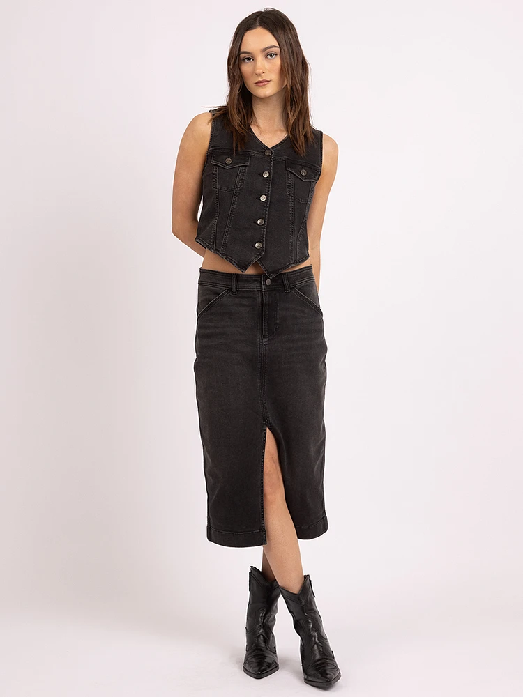 utility skirt washed black