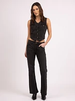 mattie washed black denim vest