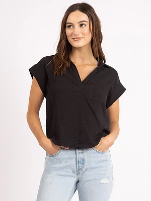 jaden johnny collar gauze shirt