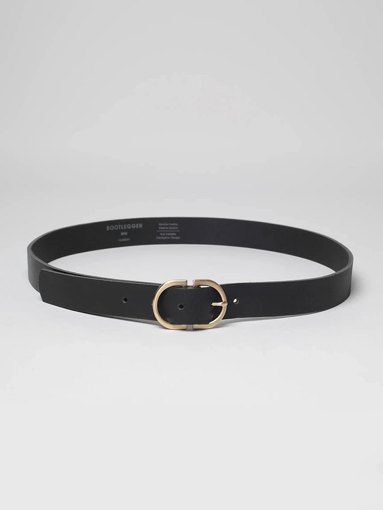 women's double ring leather belt