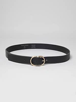 women's double ring leather belt