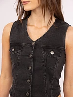 mattie washed black denim vest