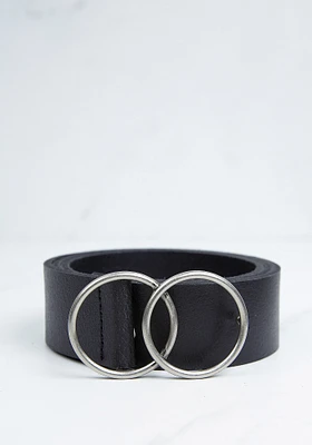 women's leather belt with double o buckle