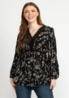 vienna crochet trim peasant blouse