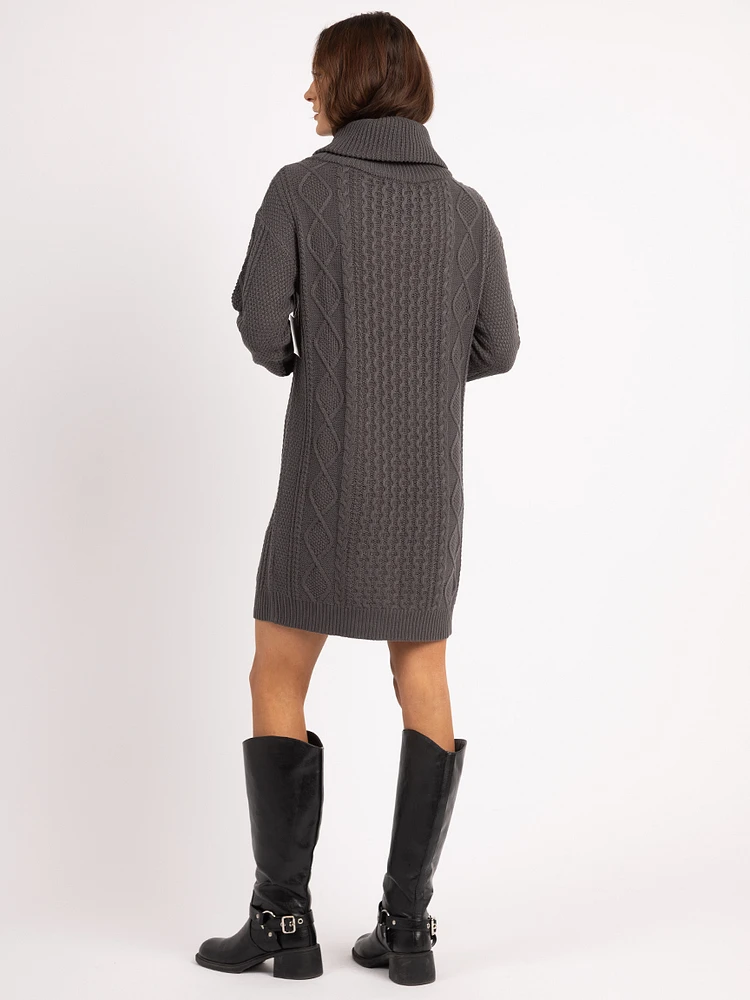 jordana cowl neck knee length dress
