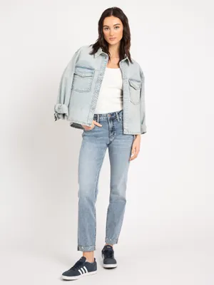 boyfriend mid rise slim leg jeans