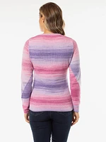 Long-sleeve semi-fitted pullover sweater