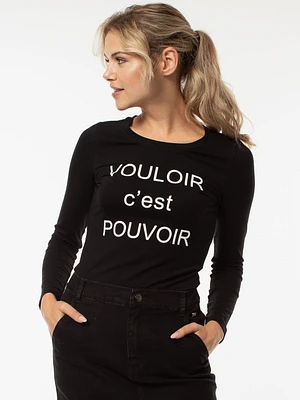 Long-sleeve semi-fitted t-shirt