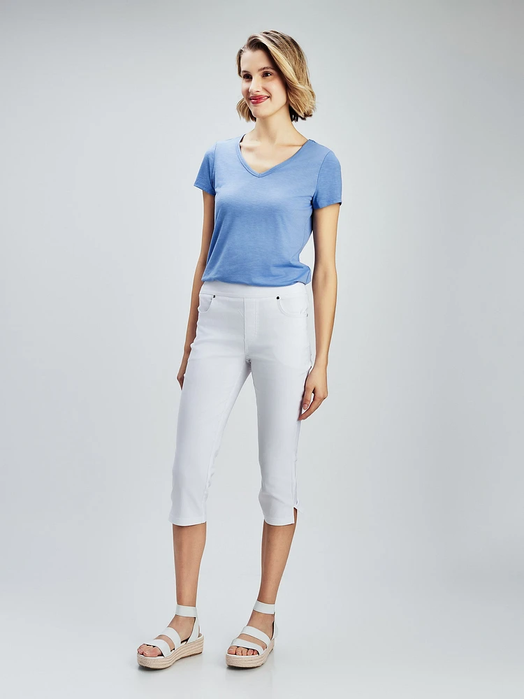 Skinny fitted pull-on capri