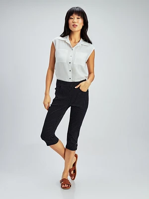 Straight fitted pull-on capri