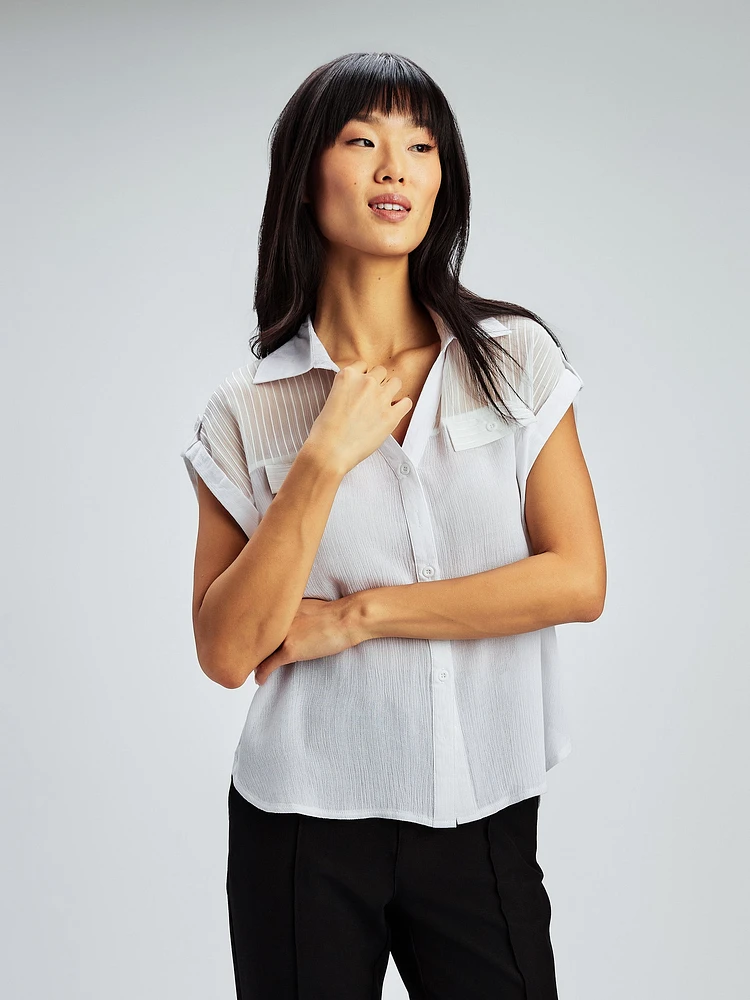Blouse ample à manches 3/4 avec boutons