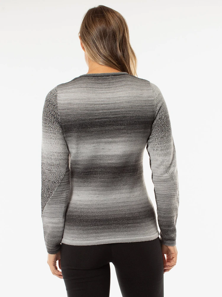 Long-sleeve semi-fitted pullover sweater
