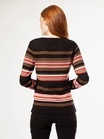 Long-sleeve semi-fitted pullover sweater