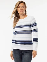 Long-sleeve semi-fitted pullover sweater