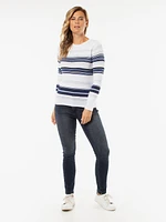 Long-sleeve semi-fitted pullover sweater