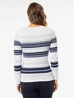 Long-sleeve semi-fitted pullover sweater