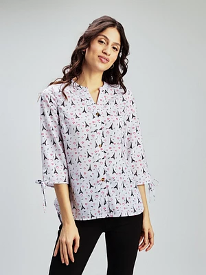 Blouse ample à manches 3/4 avec boutons
