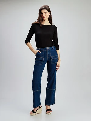 Jean large à taille haute