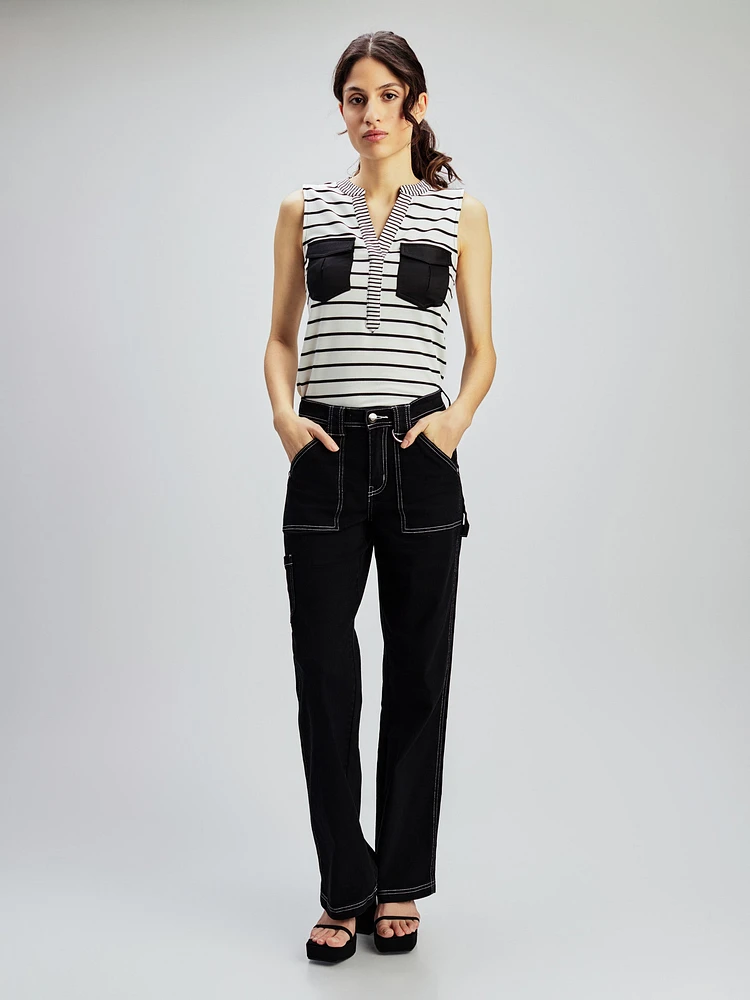 High waist wide-leg jean