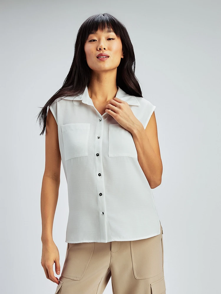 Blouse sans manches ample avec boutons