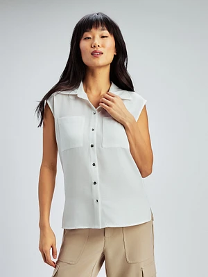 Blouse sans manches ample avec boutons