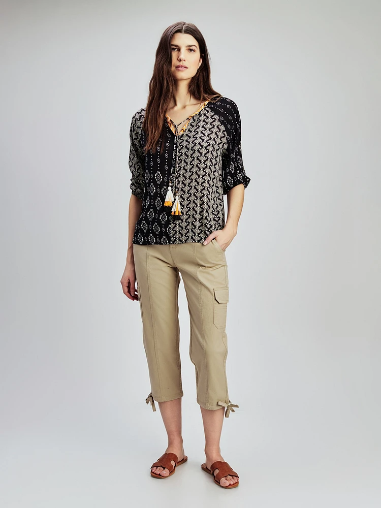 3/4-sleeve loose blouse