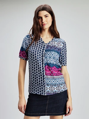 Blouse ample à manches 3/4 avec boutons