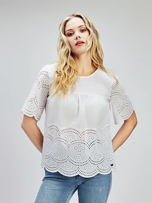 3/4-sleeve loose t-shirt