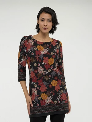 3/4-sleeve semi-fitted tunic