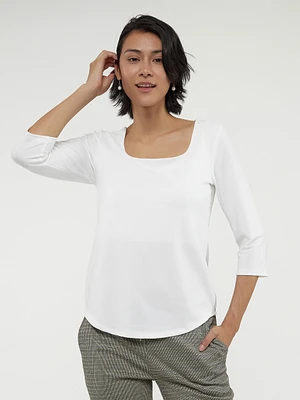 3/4-sleeve semi-fitted t-shirt