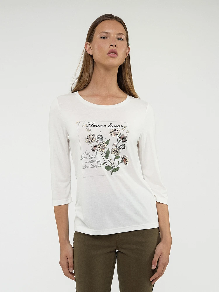 3/4-sleeve semi-fitted t-shirt