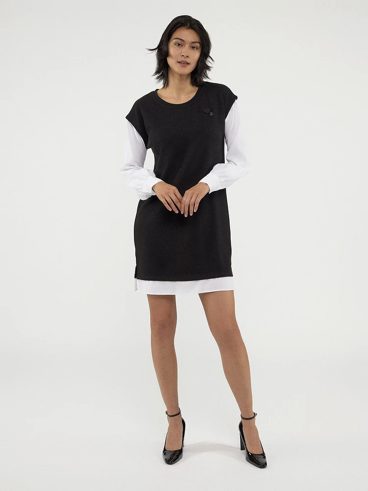 Robe bicolore à col rond