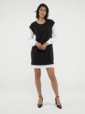 Two-tone crew neck dress
