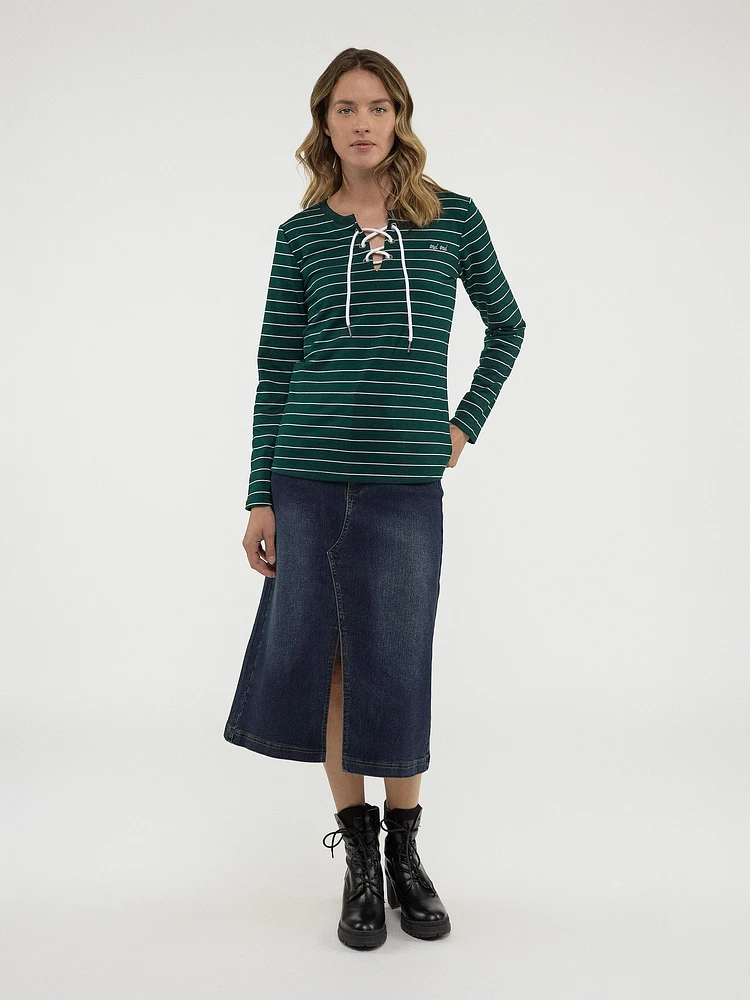Long-sleeve semi-fitted t-shirt
